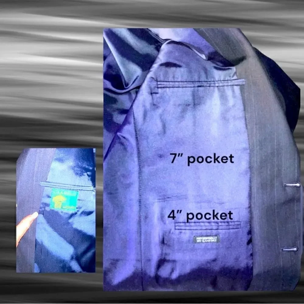 Gianelli Uomo l Men’s Suit l Gray w/Blue Accents l Jacket: 42R Pants: 36” x 29”